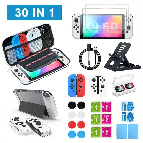 Pacchetto accessori per Nintendo Switch Oled 1 staffa regolabile X 1 valigetta da trasporto X 1 scatola per carte da gioco X