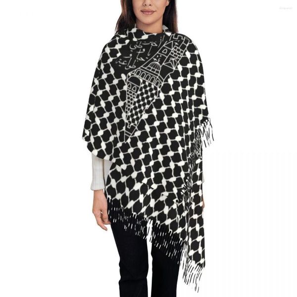 Sciarpe Palestinese Hatta Kufiya Folk Nappa Sciarpa Donna Soft Palestine Keffiyeh Scialli Avvolge Lady Winter Fall