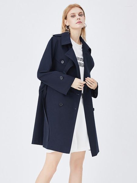 Trench Coats feminino sólido estilo inglês jaqueta 2023 outono inverno premium comprimento médio blusão lazer pendulares especialmente para mulheres