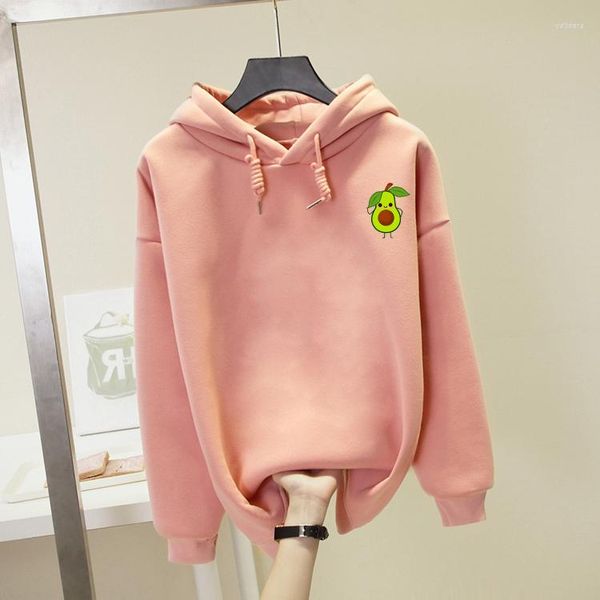 Kadın Hoodies Koreli Hoodie Büyük Boy Sevimli Komik Vegan Avokado Baskı Kadın Sweatshirts Harajuku 2023 Moda Sokak Giyim Kapüşonlu Poleras