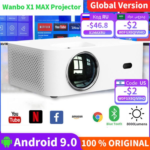 Diğer Elektronikler Wanbo X1 Max Projektör Android 9 0 WiFi Telefon Mini Tam HD 1920 1080P 4K Global LED Ev Ofisi için Taşınabilir 230731