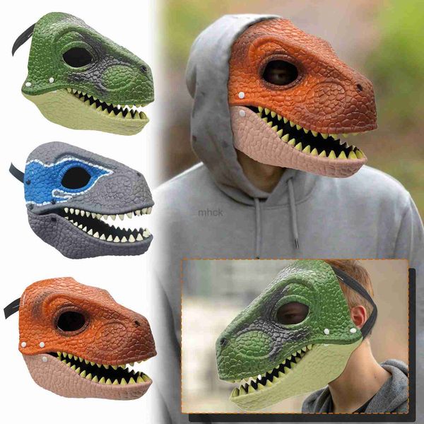 Maschere per feste Maschera per feste Regalo di carnevale di Halloween Maschera per Velociraptor T-rex Maschera per dinosauro Costumi per animali Costumi per maschere Puntelli per bambini HKD230801