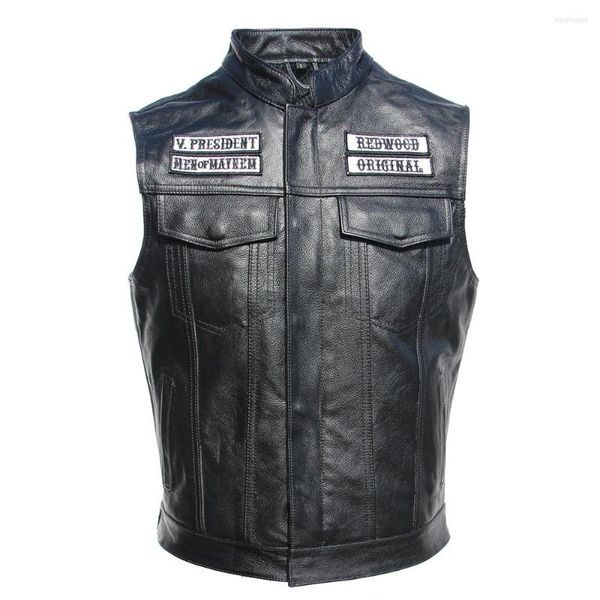 Gilet da uomo 2023 Gilet da uomo Giacca senza maniche in pelle Vera pelle bovina Club Riding Biker Primavera e autunno