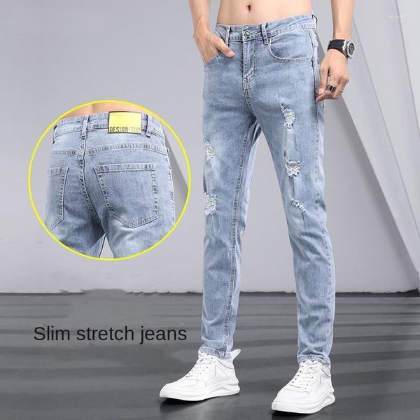 Jeans Masculino Chegada Calças Cargo de Verão Com Roupas Coreanas de Luxo da Moda Streetwear Calças Casuais Rasgadas Desgastadas