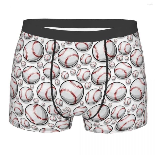 Cueca de beisebol padrão de bola de softbol boxer shorts para homem sexy impresso em 3D cueca cueca respirável