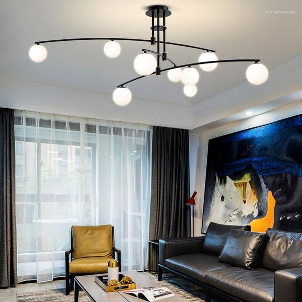 Kronleuchter Moderne LED-Glaskugel-Kunst-Deckenleuchter Nordic Magic Bean Home Wohnzimmer Schlafzimmer Dekor Pendelleuchte Hängeleuchte