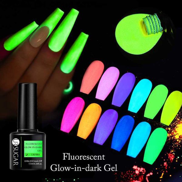 Nagellack UR SUGAR grün fluoreszierender leuchtender Gel-Nagellack Neonlicht UV-LED-Nagelgel Soak Off Gel-Lack leuchtendes Nailart-Gel Z230802