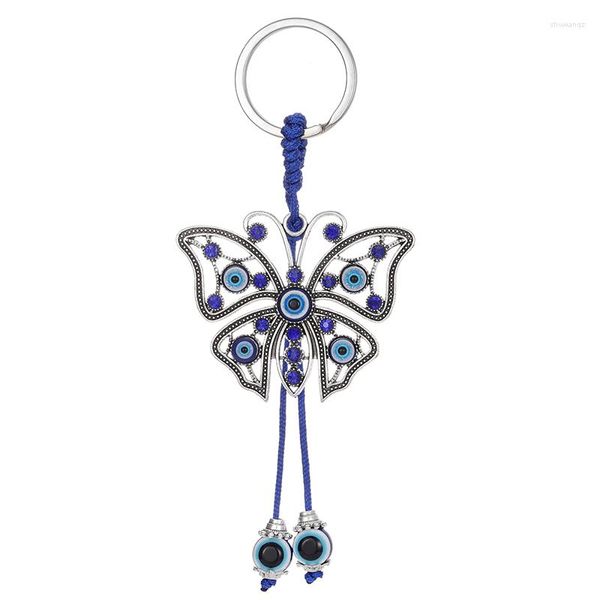 Chaveiros Cristal Azul Evil Eye Conta Borboleta Animal Chaveiro Chaveiro Feminino Borla Peru Sorte Bolsa Inseto Chave do Carro Acessório Jóias