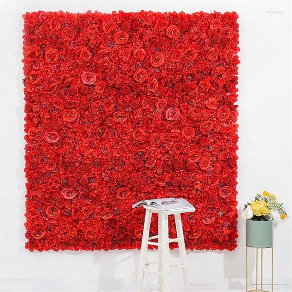 Dekorative Blumen, 40 x 60 cm, rote Seidenrosen-Blumenwand, künstlich, für Hochzeitsdekoration, Baby-Show, Party, Weihnachten, Zuhause, Hintergrund