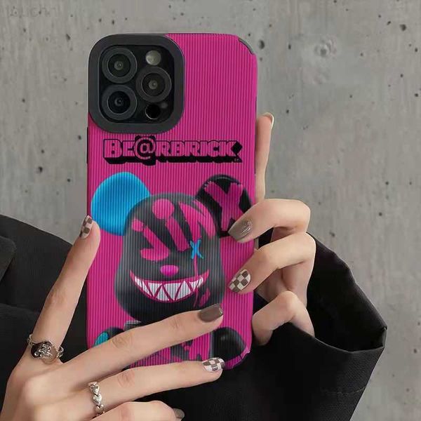 Корпуса мобильного телефона Fashion Cool Bear Pink Phone Case для iPhone 14 13 12 11 Pro Max Mini XR XS XSMAX X 6 7 8 Plus Boy Shock -Resean Soft Back Cover L230731