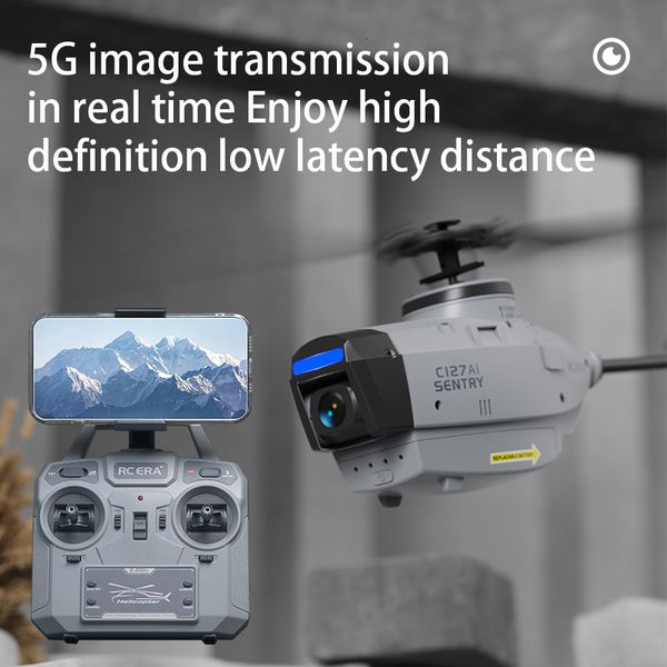 Intelligente Uav C127AI1 2 4G RC Hubschrauber Professionelle 1080P Kamera 6 Achsen Gyro WIFI Sentry Spy Drone Bürstenlosen Motor Weitwinkel 230801