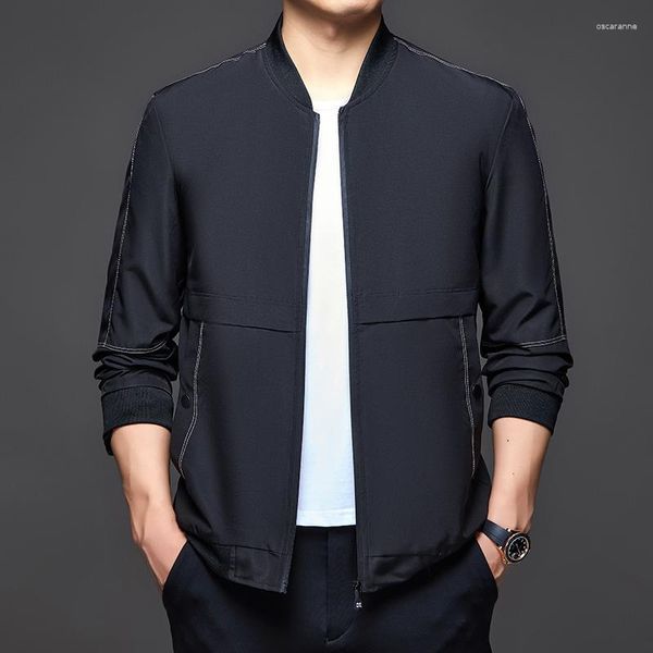 Jaquetas masculinas outono jaqueta gola de beisebol jovem e de meia-idade roupas casuais de negócios moda casaco fino tamanho grande XL-7XL
