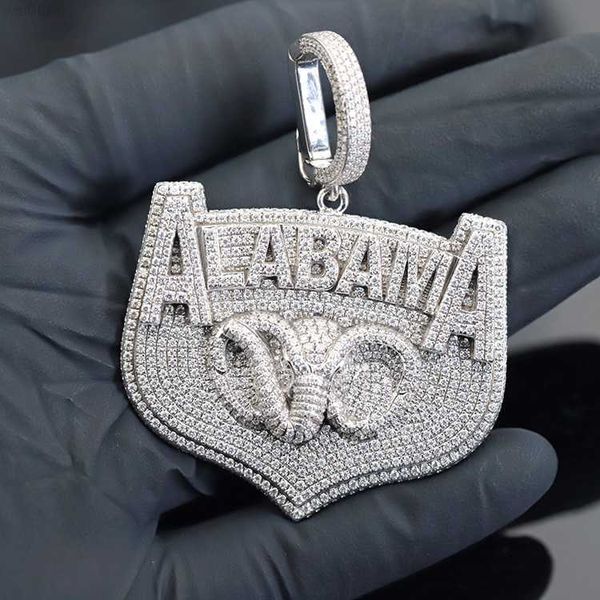 Ciondolo cubano di lusso personalizzato in argento S925 con diamante moissanite superiore con gioielli con ciondolo animale elefante di prova diamante Gra Pass