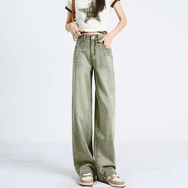 Jeans da donna Donna Primavera Estate 2023 Mill White Vita alta Pantaloni vintage Moda Casual Versatile Pantaloni larghi da donna
