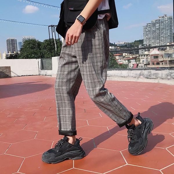 Pantaloni da uomo 2023 Primavera Youth Streetwear Pantaloni da uomo scozzesi Pantaloni da uomo Hip Hop coreani Harem dritti Taglie forti