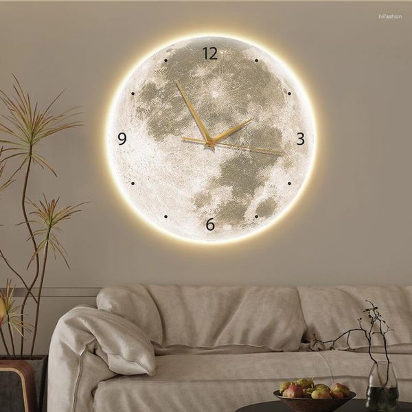 Orologi da parete Meccanismo per soggiorno moderno di grandi dimensioni Luminoso orologio digitale minimalista Horloge Home Decor