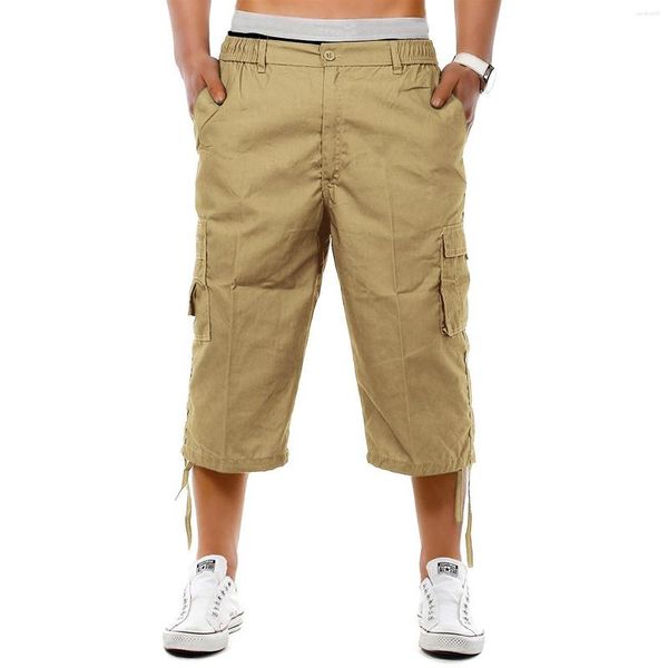 Herren-Shorts, modisch, für Herren, Cargo, einfarbig, entspannte Passform, Outdoor, mehrere Taschen, Arbeit, lässig, hautfreundlich