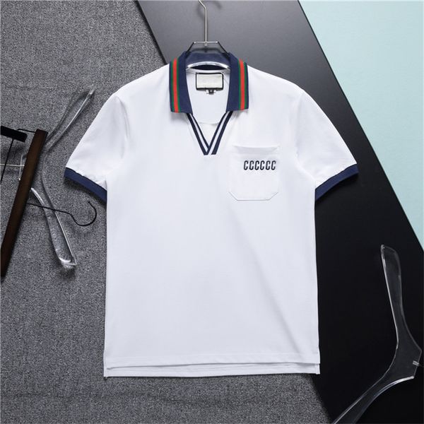 T-shirt de manga curta masculina de algodão solta moda casual plus size estampada tendência de luxo016