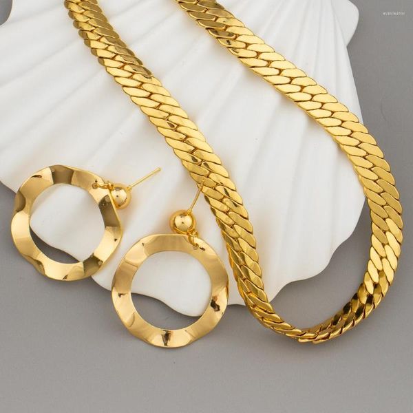 Collana Orecchini Set Dubai Set di moda color oro Gioielli di lusso africani per le donne Matrimoni etiopi Festa