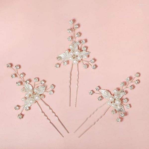 Headpieces Handmade Leaf Pearl Hair Forks Pins For Women Bridal Wedding Accessories Rhinestone Bride Headpiece Party Jewelry Gift