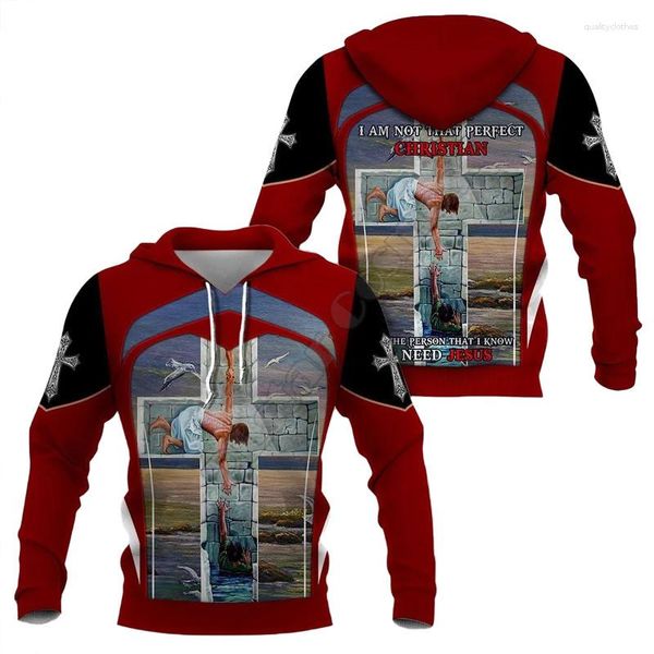 Felpe con cappuccio da uomo Cavaliere Templare Gesù Felpa con cappuccio Stampato in 3D Moda Pullover Uomo per donna Felpe Maglione Costumi Cosplay 08