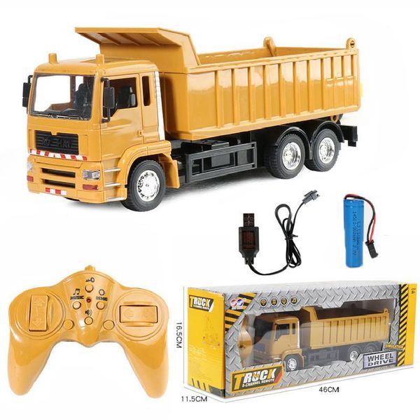 ElectricRC Auto Rc auto Autocarro con cassone ribaltabile Veicolo Giocattoli per bambini Ragazzi Regali di compleanno di Natale Colore giallo Transporter Modello di ingegneria Giocattoli da spiaggia 230801