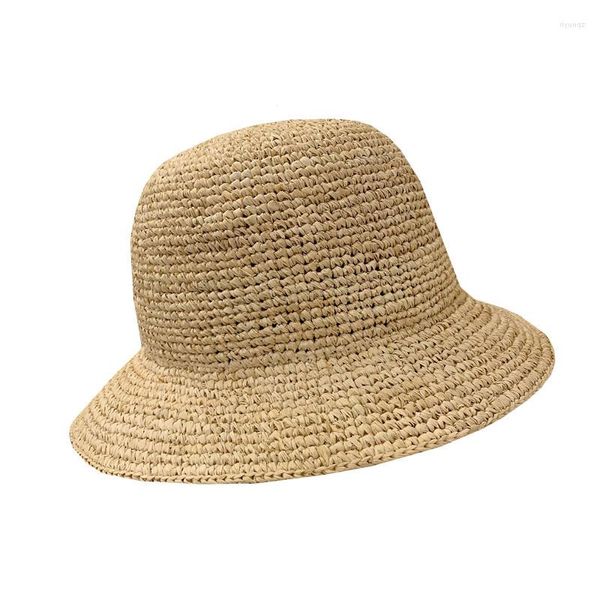 Cappelli a tesa larga Donna Lafite naturale Erba Paglietta Fresco Classico Marchio Paglia intrecciata Cappello da pescatore Gita estiva Protezione solare Secchiello in rafia