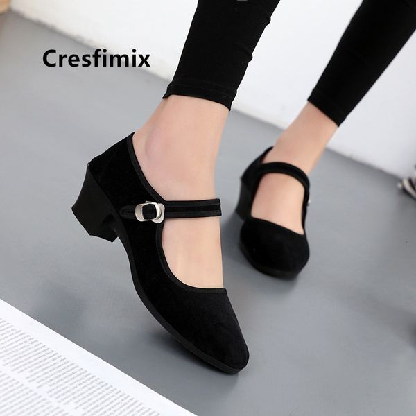 Sapatos sociais Cresfimix zapatos planos de mujer feminino lindo pano preto sapatos de dança senhora casual confortável balé cool a5449 230801