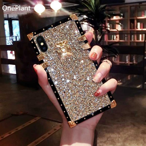 Custodie per cellulari Custodia per cellulare quadrata con paillettes glitterate di lusso per Samsung S23 S22 S21 S20 S10 Plus + Ultra Fe Note 20 ZFlip 3 4 Cover in silicone Bling L230731