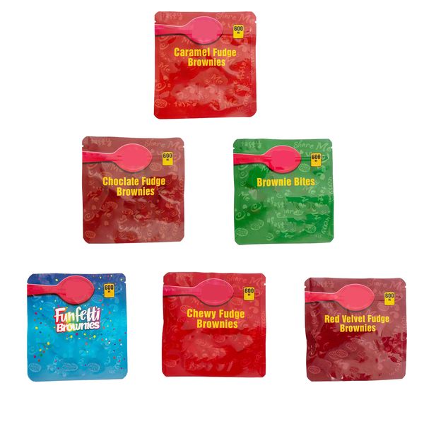 Sacchetti in mylar da 600 mg sacchetto di plastica con cerniera termosaldata brownies al caramello fondente di velluto rosso Sacchetti di imballaggio riutilizzabili