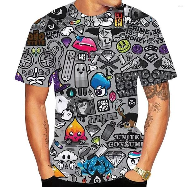 Magliette da uomo T-shirt con stampa grafica estiva Girocollo Divertente manica corta Casual Top Extra Large Anime 3D