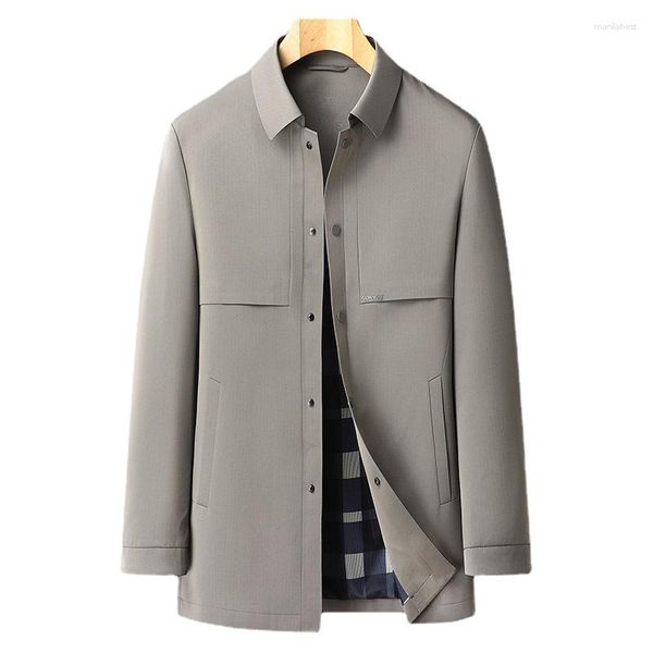 Trench Coats Masculino Chegada Moda Outono Jaqueta de Lapela Média e Longa Cor Pura Casaco Tamanho M L XL 2XL 3XL 4XL