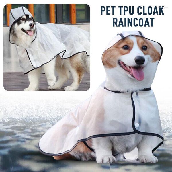 Vestuário para cães Capa de chuva universal transparente para animais de estimação à prova d'água Capa para roupas Jaqueta de chuva com capuz Cachorro Roupa de chuva Suprimentos S-3XL