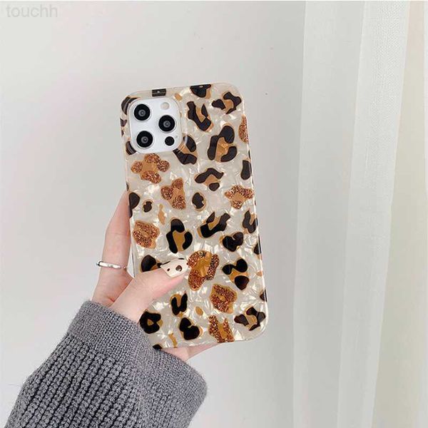 Capas de telefone celular Glitter Leopard Print Phone Case para iPhone 13 11 12Pro Max X XR XS Max 7 8 Plus Capa de silicone à prova de choque Capa protetora L230731