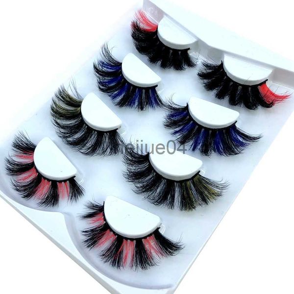 Falsche Wimpern HBZGTLAD Neue 4 Paar farbige russische Streifenwimpern 3D-Nerzwimpern Großhandel dramatische bunte natürliche Wimpernverlängerung Make-up x0802