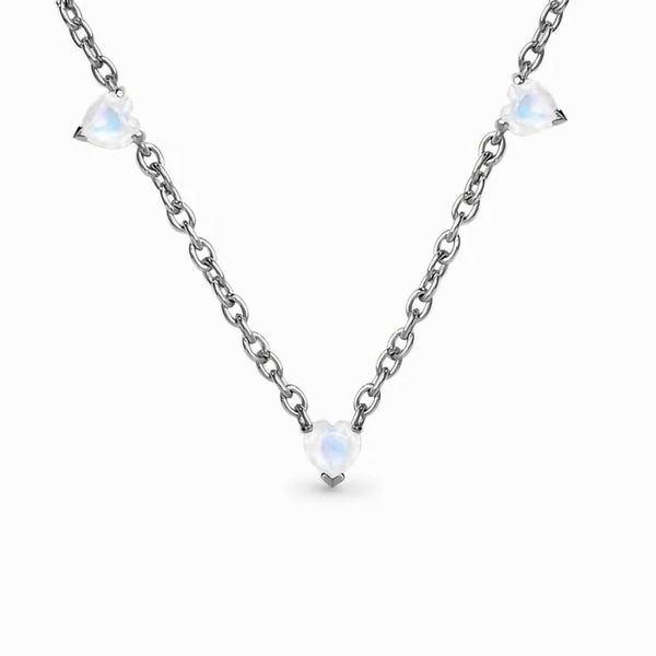 Горячая распродажа S925 Серебряное серебро Три любви Луно -светло -каменное подвесное ожерелье женское универсальное роскошь