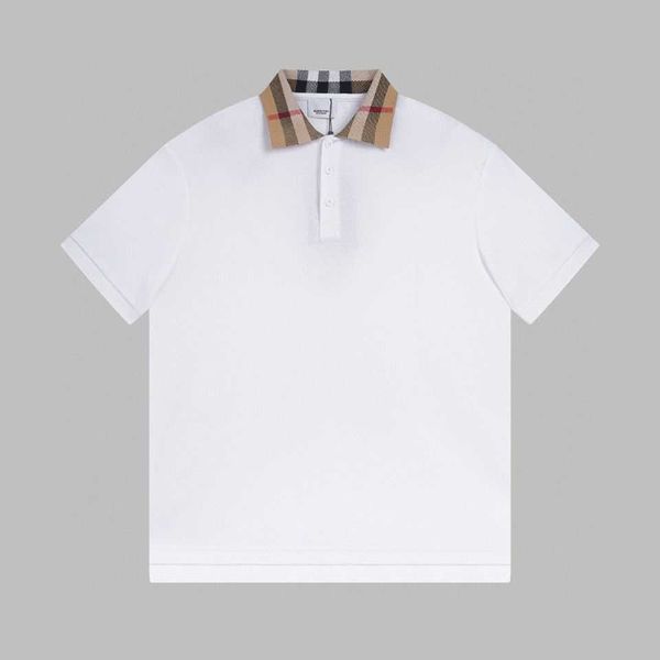 Homens camisetas 23 verão novo colarinho xadrez camisa polo manga curta simples luz estilo de luxo masculino bonito polo pescoço t-em forma de peça masculina