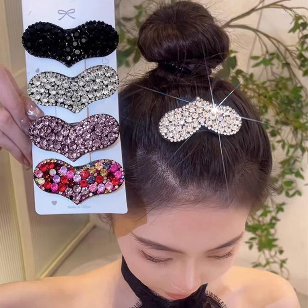 Acessórios para o cabelo 2023 Cor de verão Retro de strass, clipes de coração para meninas