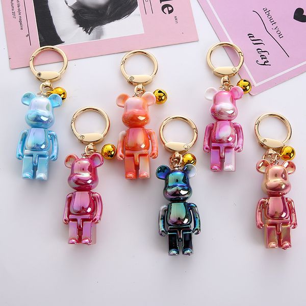 Chaveiro Urso Colorido Chaveiro Cadeia de Presente para Casais Animal Boneca Anel Para Bolsas Moda Criativa Legal Acessórios de Carro Pingente 230802