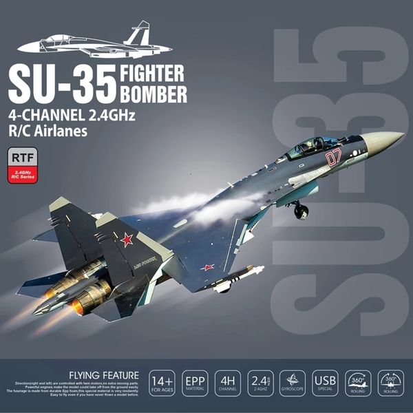 Flugzeugmodell BBSONG SU 35 Stunt RC Flugzeug für Erwachsene 2 4G 4CH Fighter 360 Flip Roll Sechs Achsen Fernbedienung Spielzeug Teenager Kinder Junge 230801