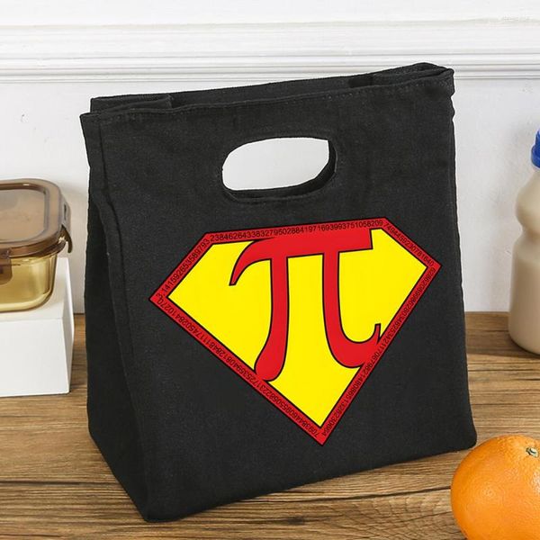 Borse per la spesa SuperPi Scatola per alimenti per il pranzo di grande capacità Math Formula Storage Picnic Warm Tote Donna Isolamento termico