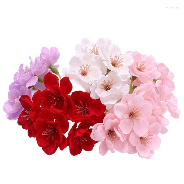 Fiori decorativi 50 pz/scatola Artificiale Fiore di Ciliegio Testa di Sapone Regalo di San Valentino Petali Nuziali Festa di Nozze Casa Decorazione Fai Da Te