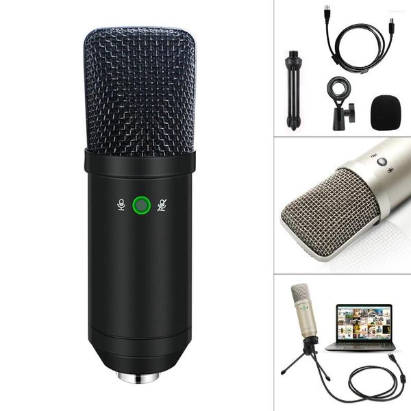 Mikrofone, verbessertes USB-Mikrofon, Metall-Kondensator-Live-Mikrofon mit Stativ und Tastensteuerungsfunktion für/Sing-Voice-Chat