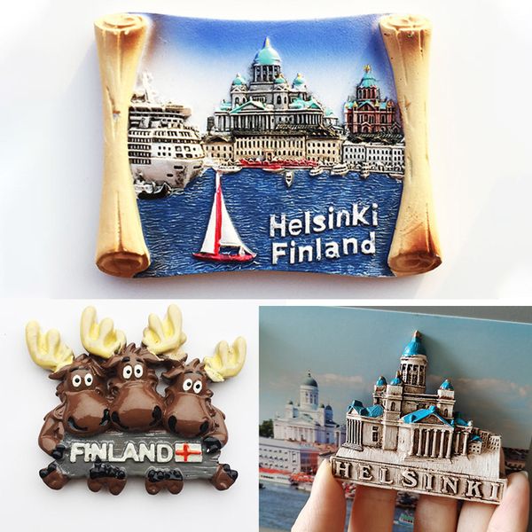 Kühlschrankmagnete Finnland Kühlschrankmagnete Helsinki Tourismus Souvenir Reise Gedenkdekoration Kunsthandwerk Harzlandschaft für Kühlschränke 230802