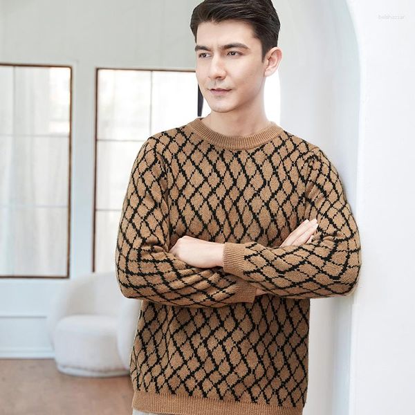 Erkek Sweaters Sonbahar/Kış Saf Yün Kaşmir Kazak Çok Molor Kazak Moda Büyük Boyunca Gençlik Üstleri Yüksek Endey Örgü Ceket