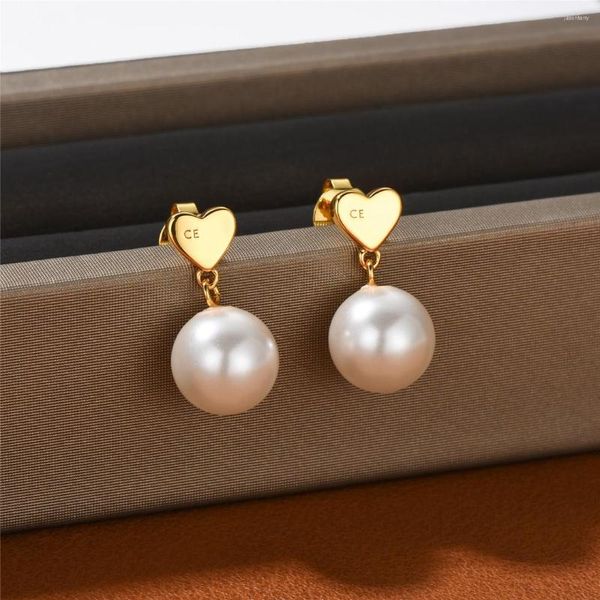 Orecchini a bottone Designer di lusso Moda retrò Collana di perle dorate CE per donna 2023 Vintage in gioielleria Accessori Y2K INS