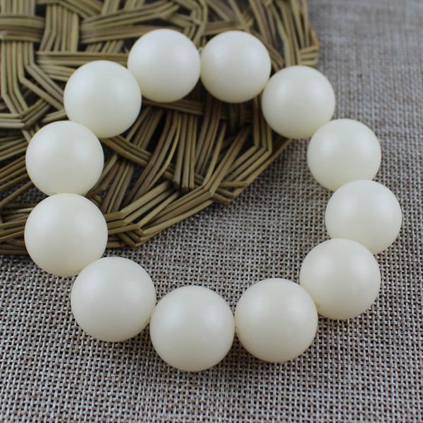 Braccialetti con ciondoli White Jade Bodhi Root Shun Round Bead 20mm 12 Buddha Uomo e donna 230802