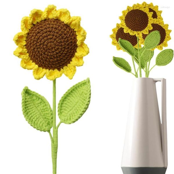 Dekorative Blumen häkeln künstliche Sonnenblume Dekor Sonnenblume Wanddekorationen Zuhause