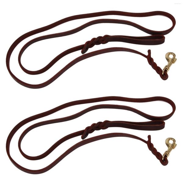 Hundehalsbänder, 2 x 2 m, langes, geflochtenes Leder, Haustier-Walk-Traktionshalsband, Trainingsleine, Leine