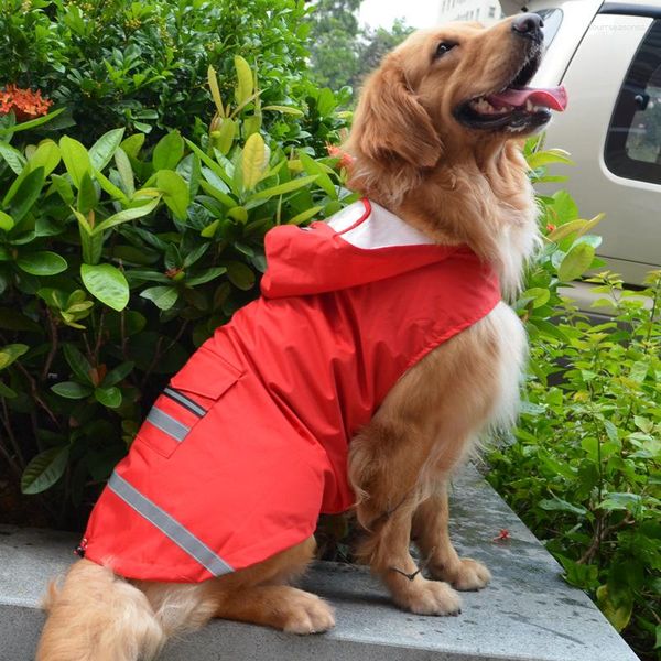 Vestuário para cães 5XL Capa de chuva reflexiva para cães para roupas pequenas e grandes à prova d'água Golden Retriever Labrador Capa de chuva Produtos para animais de estimação